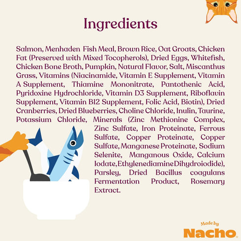 Made by Nacho Bone Broth Infused Dry Cat Kibble, Sustainably Caught Salmon and Pumpkin, 2lb Bag