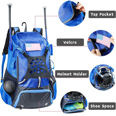 Youth Baseball Bag, Backpack for Boys, Adults-Bat Bag, Softball Equipment & Accessories