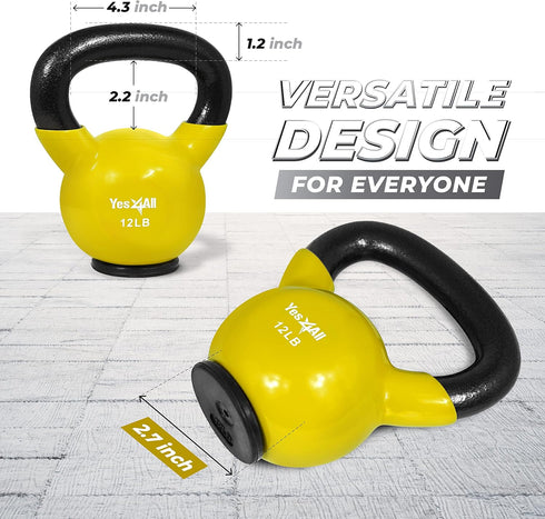 Yes4All Kettlebells, Rubber Base Kettlebell Set for Women, Strength Training Weights (10-65 lbs)