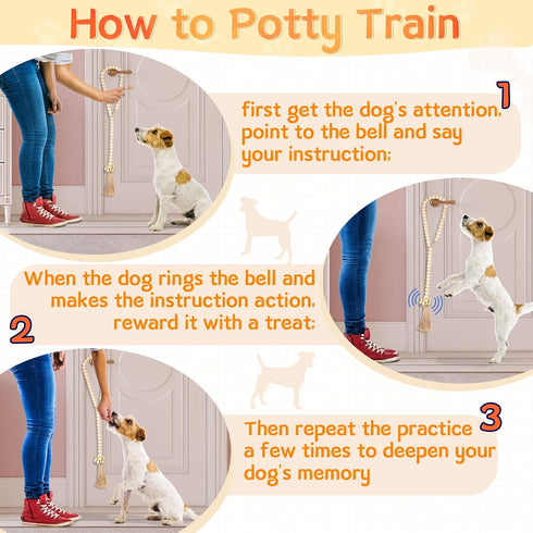 3 Pcs Hanging Dog Bell for Door Potty Training, Decorative Dog Door Bells with Wooden Beads, Adjustable Small Puppy