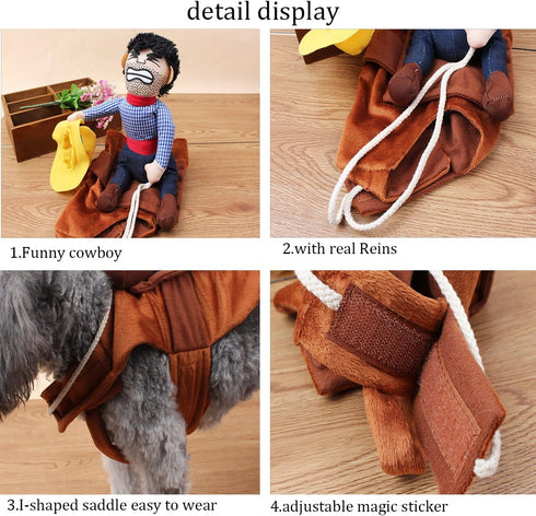 Dog Costume Pet Puppy Suit, Cowboy Rider Style for Halloween Christmas Party Photograph (X-Large)