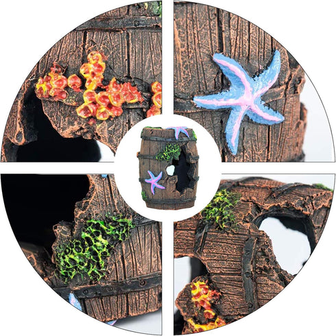 WishLotus Aquarium Fish Tank Decorations, Plastic Plants Fish Cave Castle Ornaments for Tank Décor