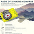 Pack of 2 Orienteering Compass, Hiking Compasses for Kids, Magnetic Gear Set for Navigation, Camping, Hunting
