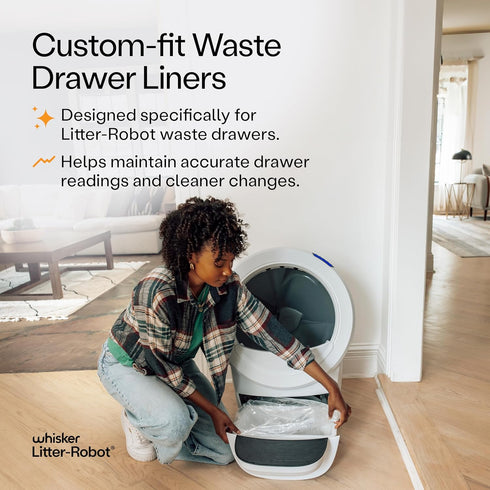 25 Pack 9-11 Litter-Robot Waste Drawer Liners by Whisker, - Litter Box Liners, Custom Fit for Litter-Robot, Gallons