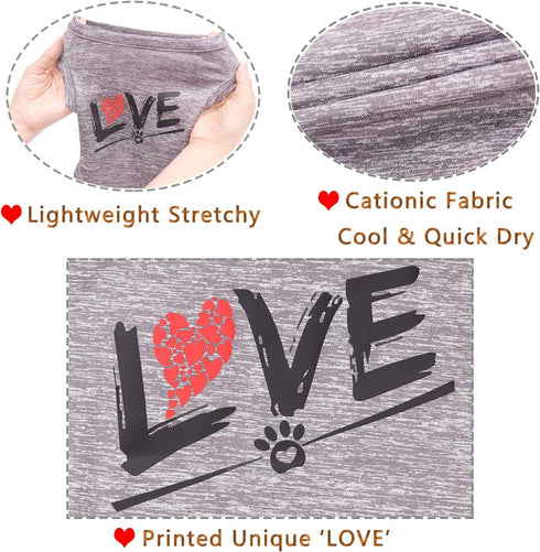 Dog Shirts Love Puppy Shirt Mommy Dad, Sleeveless Vest T-Shirt for Dogs Cats, Apparel (Large, Grey-Pet)