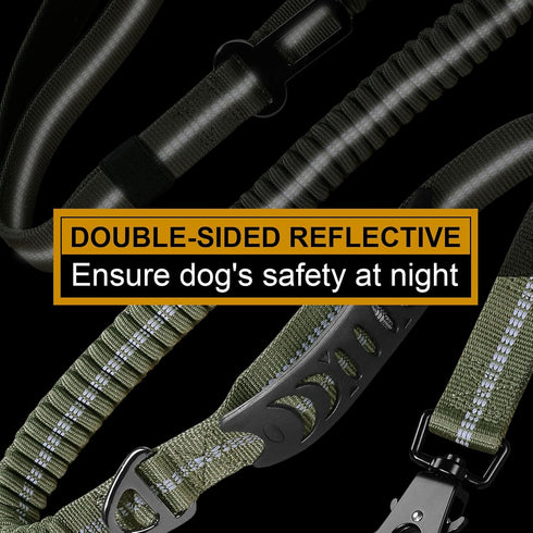 Heavy Duty Dog Leash with 2 Padded Handles & Easy Metal Clip, 4-6FT Shock Absorbing No Pull Leashes for Medium Large