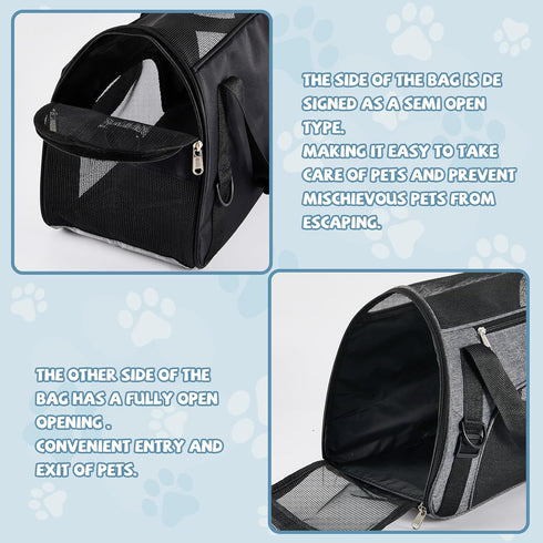 Sweetude 4 Pcs Cat Carrier - Soft Pet Carrier for Cats Under 13lbs, Foldable Comfortable Portable Travel Bag