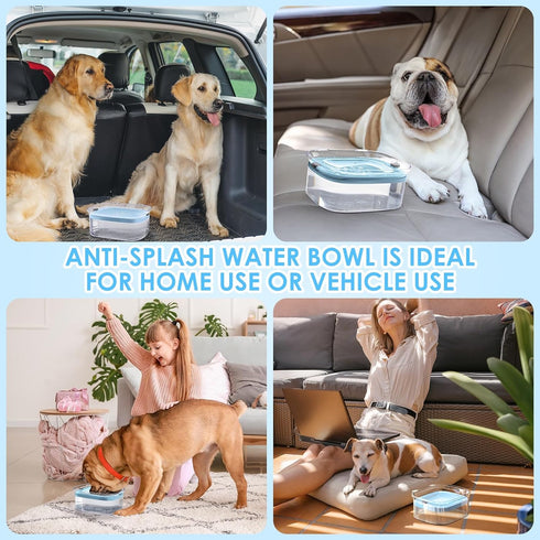 3L Dog Water Bowl No Spill, 101oz Large Spill Proof Dispenser, Anti Splash Slow Drinking Bowl for Dogs