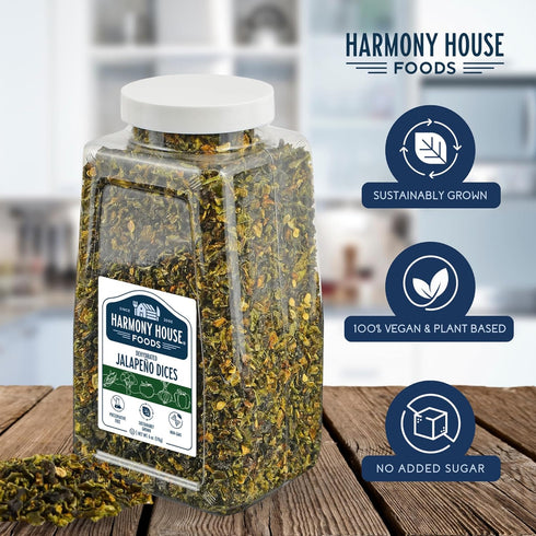 6 oz, Harmony House Dried Jalapeno Peppers Dehydrated Peppers For Cooking, Camping, Emergency Supply and More, Quart