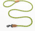 Mile High Life Mountain Climbing Dog Rope Leash - Heavy Duty Metal Clasp, Genuine Leather, Lime Green