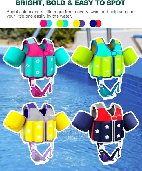 AEOCOO 1-2-3-5-7-9 20-30-50-70 Kids Pool Floaties Years Old, Toddler Swim Vest Pounds, Comfortable Extended Wear Kids
