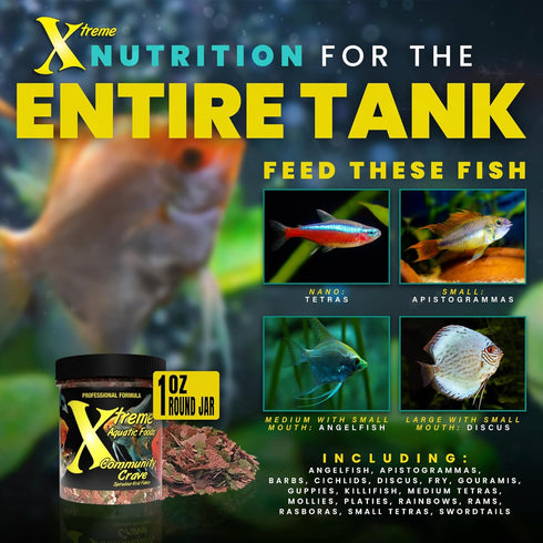 Xtreme Community Crave Flake - Premium Aquarium Food for Tropical & Freshwater Fish, Krill & Spirulina Blend, 1oz