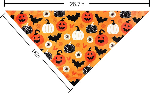 2 Pack Halloween Dog Bandana, Holiday Cat Pumpkin Candy Corn Bandana Bibs Scarf Accessories for Small Mediun Large Dogs