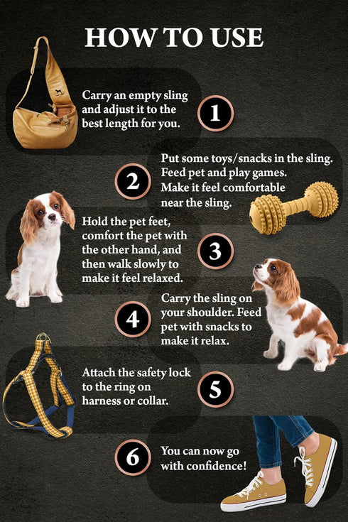 Noah & Paw Dog Sling Carrier for Small Medium Dogs, Adjustable Padded Strap, Premium Leather