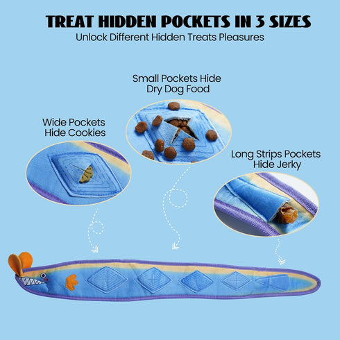 Nocciola No Stuffing Eel Crinkle Dog Squeaky Toys - Durable Tug of War Toys for All Breeds
