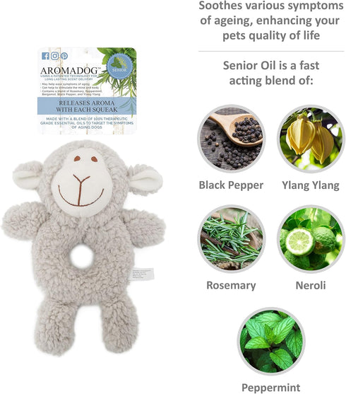 Senior Fleece Ring Body, Calming Lavender Dog Toy for Senior Dogs, Grey, 19cm x 23cm