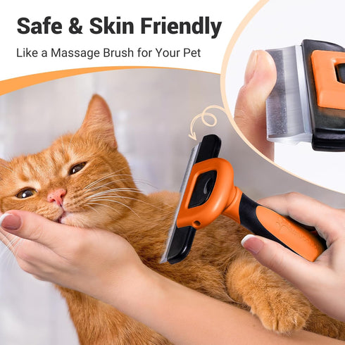MIU COLOR Pet Grooming Brush - Deshedding Tool for Dogs & Cats, Reduces Shedding by up to 95%, Orange