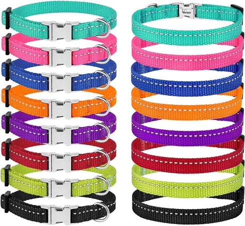 CollarDirect Reflective Dog Collar for Small, Medium, Large Dogs or Puppies, Quick Release Buckle, Blue