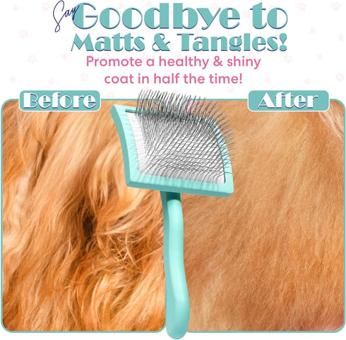 Brodie Dog Brush - Slicker Brush for Shedding and Grooming, Best for Long Haired Dogs and Pets
