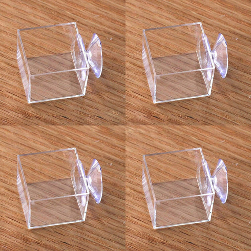 Crapelles 4 Pcs Mini Insect Water Dish, Transparent Plastic Small Reptile Feeding Feeder for Crickets and Worms