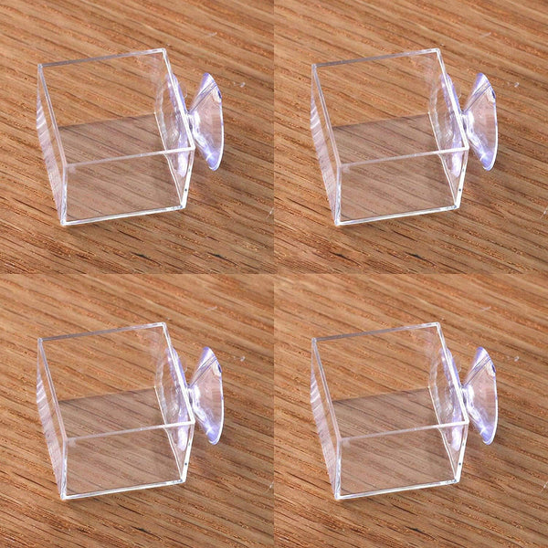Crapelles 4 Pcs Mini Insect Water Dish, Transparent Plastic Small Reptile Feeding Feeder for Crickets and Worms