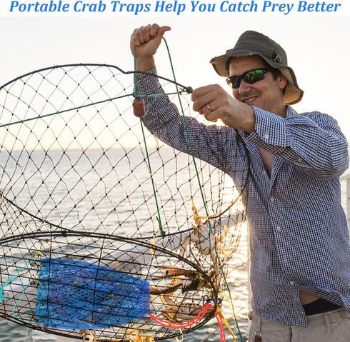 Xaajooio 6 Pcs Blue Crab Trap Bait Bags with Rubber Lockers Small Crab Snare Portable Mesh Fish Trap for Crawfish