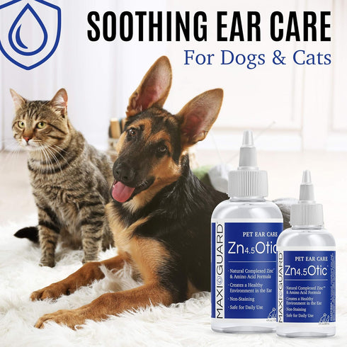 Pet Ear Care Zn4.5 Otic for Dogs, Cats, Exotics, Companion Animals (4oz), Blue/White