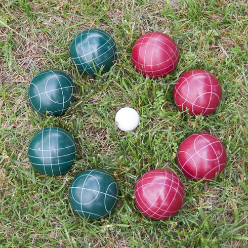 Set Trademark Games Bocce Ball Regulation Size - Lawn Game for Backyard or Beach - Includes Red and Green Bocce Balls