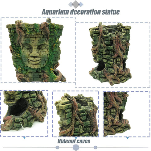 Tfwadmx Aquarium Decoration Statue, Fish Tank Resin Ancient Roman Ruins Ornament for Fish and Crabs