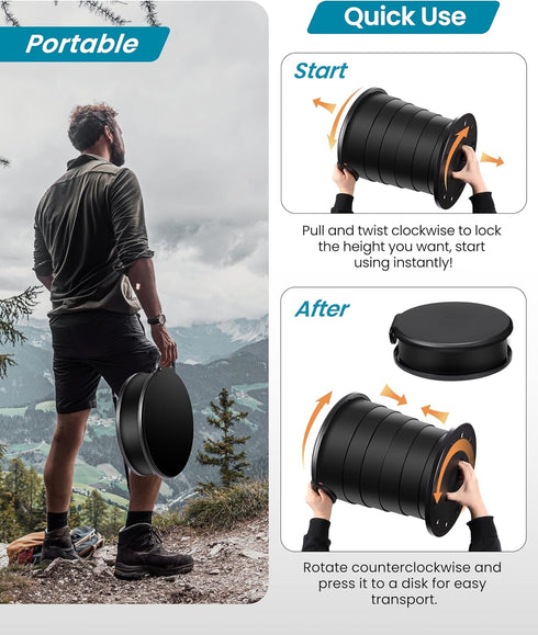 TRIPTIPS Upgrade Retractable Portable Toilet Travel Toilet Adjustable Height Camping Toilet Portable Potty for Adults