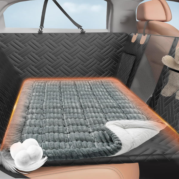 LEHNI Backseat Pet Bed Mat, Deluxe Dog Seat Covers,Truck Plaid Dog Bed for