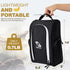Golkcurx Black Golf Shoe Bag for Travel, Zippered Sport Shoe Carrier with Side Accessory Pockets