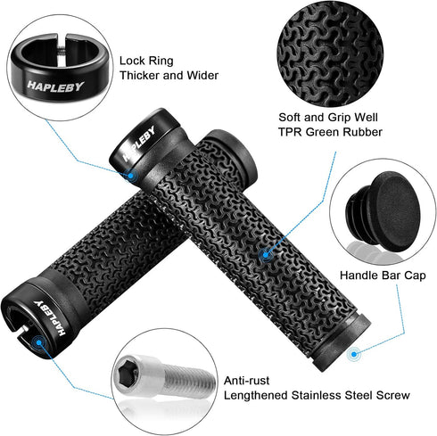 Hapleby Premium Bike Handlebar Grips - Single/Double Lock-on with Anti-Slip, Includes Allen Wrench 2PCS (Classic)