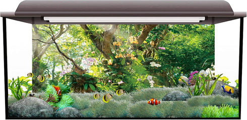 AWERT 72x24 inches Jungle Terrarium Background Grass Flowers Trees Sunlight Reptile Habitat Background Garden Plants Aquarium Background Vinyl Background