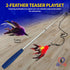 Pet Fit For Life Cat Feather Wand Toys, Red - Interactive Cat Wand Toy for Indoor Pets, 2 Feather Attachments