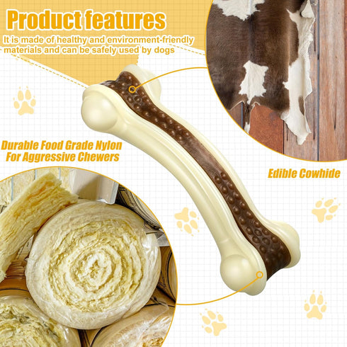 Sosation 10 Pcs Dog Chew Toys for Aggressive Chewers, Tough Puppy Teething Bones for All Breeds
