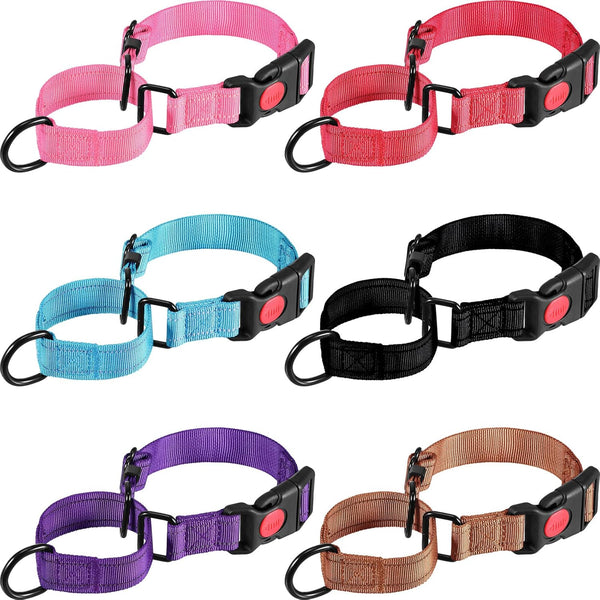 6 Pcs Multicolor Nylon Martingale Dog Collar, Adjustable Training Collar with Buckle for Dogs and Puppies