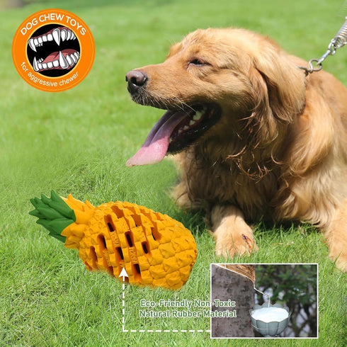 Dog Toy for Large Breeds, Indestructible Pineapple Treat Dispensing Toys for Aggressive Chewers (Large)