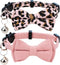 Collar for Cat Pet Breakaway with Bell, Adjustable Safety Kitten Puppy Girl Boy 2pcs Pink Leopard & Pure