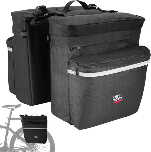 KEMIMOTO Bike Bag Panniers for Bicycle Rear Rack, 34L Capacity Water Resistant Storage Saddle Bag, Black