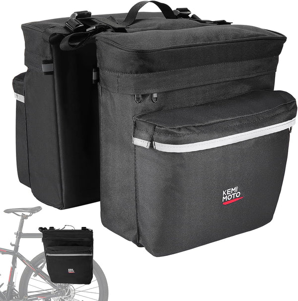 KEMIMOTO Bike Bag Panniers for Bicycle Rear Rack, 34L Capacity Water Resistant Storage Saddle Bag, Black