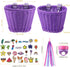 Kid's Bicycle Basket Streamers Set, Wicker Handlebar Basket with Colorful Streamers, Bell, Stickers