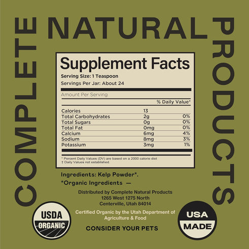 Complete Natural Products Organic Kelp Powder - 4oz - Pure Organic Kelp Powder for Pets