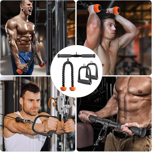 SELEWARE Triceps LAT Pulldown Attachments with Non-Slip Soft Rubber Grip for Home Gym Workout Cable Machine