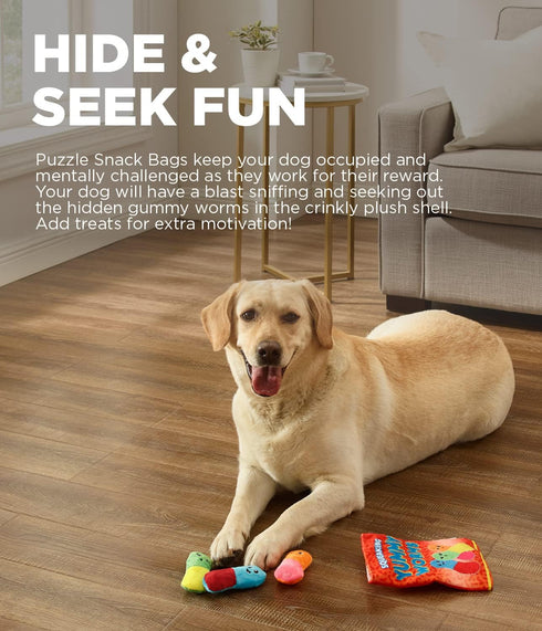 Outward Hound Snack Bag Yummy Worms Puzzle Squeaky Dog Toys
