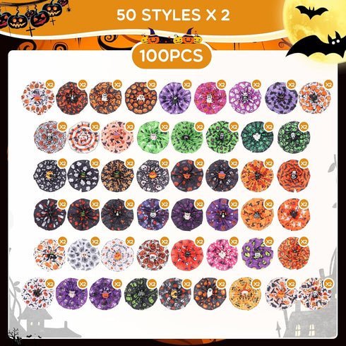 Sweetude 100 Pcs Halloween Dog Collar Flowers Charms, Holiday Dog Accessories for Small Medium Large Dogs