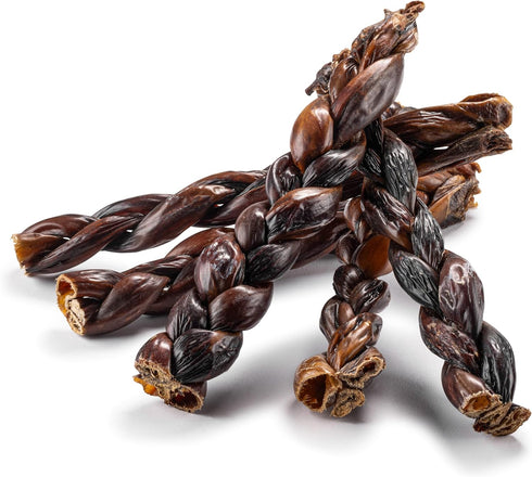 12" (5 Jack&Pup Braided Gullet Sticks for Dogs | Esophagus Dog Treats | Single Ingredient Beef Sticks Ct)