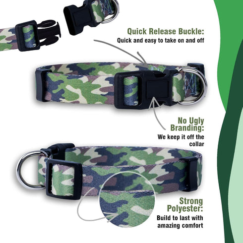 Native Pup Camo Dog Collar, Medium, Green
