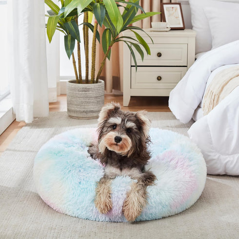WESTERN HOME WH Calming Dog & Cat Bed, Anti-Anxiety Donut Cuddler, Soft Round Bed for Small Medium Dogs and Cats