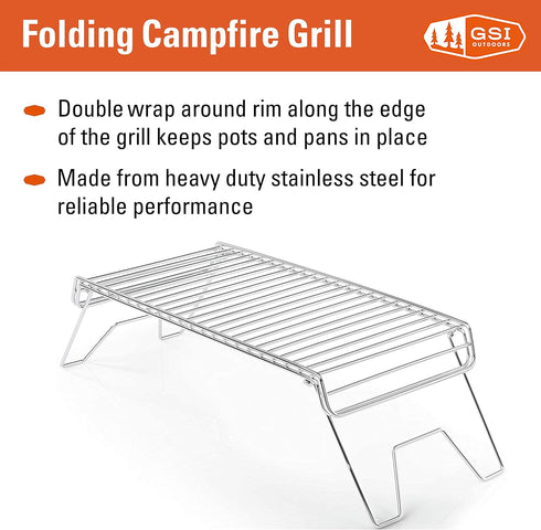 GSI Outdoors Portable Campfire Grill - Collapsible Backpacking & Camping Grill